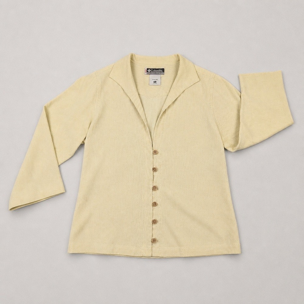 Columbia Sportswear XCO Womens Silk Cotton Button Up Shirt Yellow S